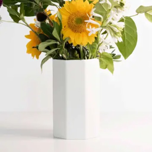 Containers - Ceramic Octogon Vase - White